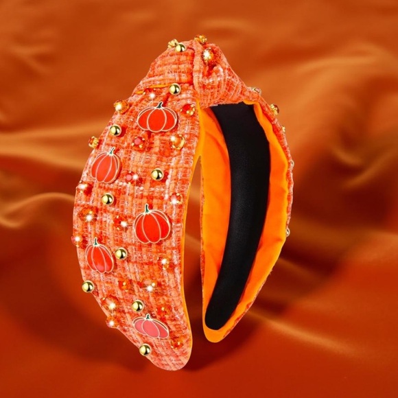 Pumpkin Headbands Embellished With Enameled Pumpkin & Crystals NEW - Picture 14 of 14